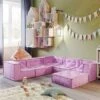 Nature Kid Kindersitzecke Kuschelsofa Rosa 6teilig Mit Anti-rutsch Unterboden