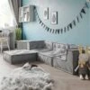 Nature Kid Kindersitzecke Kuschelsofa Grau 5teilig Mit Anti-rutsch Unterboden
