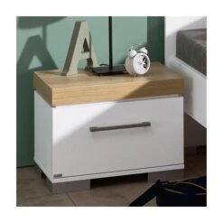 Paidi Kira Nachtkommode - 1 Schubkasten Kreideweiß/Eiche-Nebraska - Zum Aktionspreis