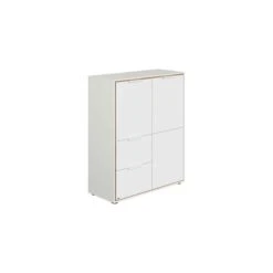 Paidi Lieven Highboard 2 Türen, 2 Schubkästen Kreideweiß/Eiche-Montana-Nachbildung