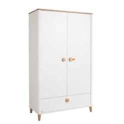 Paidi Lotte & Fynn Kleiderschrank 2T 1S Kreideweiß/Eiche Massiv - Steiff By PAIDI