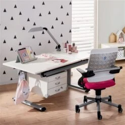 Paidi Marco 2 130 GT Schreibtisch Kreideweiß 130 X 70 Cm, Platte Geteilt - Gestellfarbe Silber