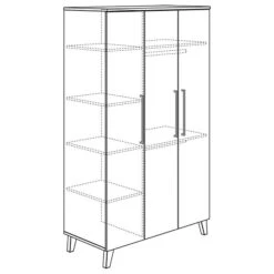 Paidi Oscar Kleiderschrank 3T Kreideweiß/Eiche-Nebraska - Versandkostenfrei