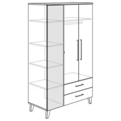 Paidi Oscar Kleiderschrank 3T 2S - 1 Spiegeltür Kreideweiß/Eiche-Nebraska - Versandkostenfrei