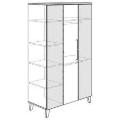 Paidi Oscar Kleiderschrank 3T - 2 Spiegeltüren Kreideweiß/Eiche-Nebraska