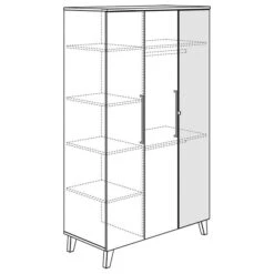 Paidi Oscar Kleiderschrank 3T - 1 Spiegeltür Rechts