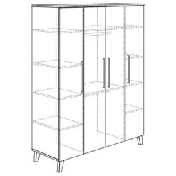 Paidi Oscar Kleiderschrank 4T Kreideweiß/Eiche-Nebraska