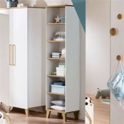 Paidi Oscar Standregal 6 Offene Fächer Kreideweiß/Eiche-Nebraska - Gratis Lieferung