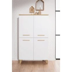 Paidi Oscar Standregal 8 Fächer, 4 Türen Kreideweiß/Eiche-Nebraska - Zum Aktionspreis