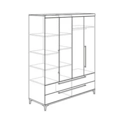 Paidi Remo Kleiderschrank 4 Türen, 2 Schubladen Eiche-Bordeaux