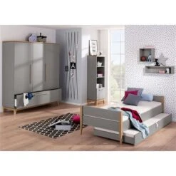 Paidi Sten Jugendzimmer Schiefergrau/Eiche Massiv Mit Schrank 3T 1S - Zum Aktionspreis