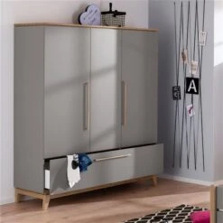 Paidi Sten Jugendzimmer Schiefergrau/Eiche Massiv Mit Schrank 3T 1S - Zum Aktionspreis -Roba || Pinolino || Träumeland Verkäufe paidi sten schrank 3t 3