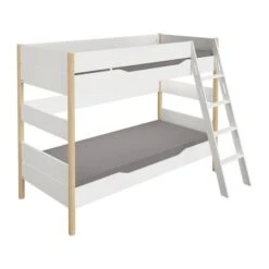 Paidi Ylvie Etagenbett 160 Cm Bettpfosten Kreideweiß/birke Schräge Leiter 120x200 Cm