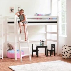 Hoppekids Hochbett ECO Luxury 90x200 Cm Mit Schräger Leiter & Absturzsicherung