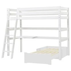 Hoppekids Hochbett ECO Luxury 90x200 Cm Mit Schräger Leiter, Tischplatte & Lounge-Ecke -Roba || Pinolino || Träumeland Verkäufe pre a27 1 01 1