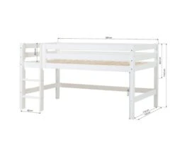 Hoppekids Halbhohes Bett ECO Luxury 120x200 Cm Weiß Mit Gerader Leiter & Absturzsicherung -Roba || Pinolino || Träumeland Verkäufe pre a4 12 4 scaled 1