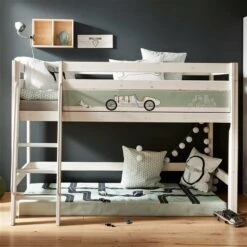 LIFETIME Halbhochbett Road Trip Whitewash Mit Rollrost, Erhöhung & Spielmatratze
