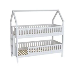 Nature Kid Lilly Etagenbett Kiefer Weiß Lackiert Leiter Seitlich, Liegefläche 90 X 200