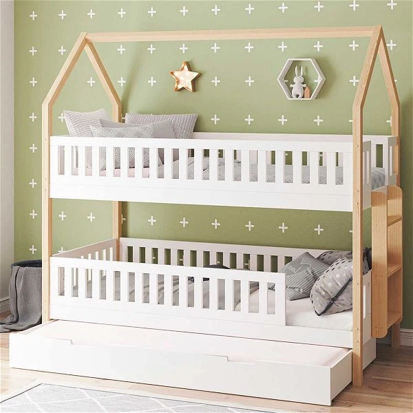 Nature Kid Lilly Etagenbett Kiefer Weiß / Natur Leiter Seitlich, Liegefläche 90 X 200 – Bild 4