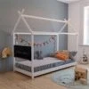 Nature Kid Hanna Hausbett Weiß Mit Dachgiebel Und Kreidetafel Liegefläche 90 X 200