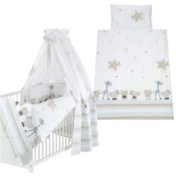 Schardt Banjo Blau Bettset 4- Teilig Mit Bettwäsche, Himmel Und Nestchen