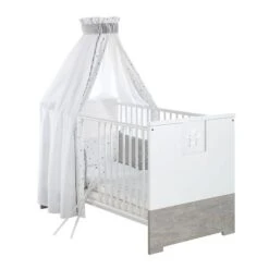 Schardt Sternchen Grau Bettset 4- Teilig Mit Bettwäsche, Himmel Und Nestchen -Roba || Pinolino || Träumeland Verkäufe schardt sternchen bettset 1