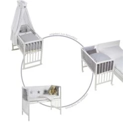 Schardt Multifunktionswiege 5 In 1 Buche Massiv Natur Mit Textiler Ausstattung Sternchen Grau -Roba || Pinolino || Träumeland Verkäufe schardt vario umbaumoeglichkeiten 2