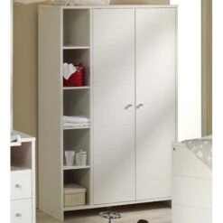 Schardt Eco Stripe Kleiderschrank 2 Türen+Regal Dekor Weiß/MDF Weiß
