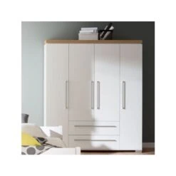 Paidi Kira Kleiderschrank 4T, 2S Eiche-Nebraska Fronten & Korpus Kreideweiß - Versandkostenfrei