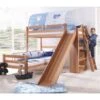 Relita SKY Etagenbett Buche Massiv Natur Inkl. Regal & Rutsche - Zu 2 Einzelbetten Umbaubar