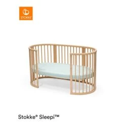Stokke® Sleepi™ Bett Spannbettlaken V3 Dots Sage -Roba || Pinolino || Träumeland Verkäufe sleepi bed natural open ftsh dotssage 5077 rt