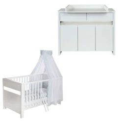 Schardt Planet White Sparset Inkl. Umbauseiten Mit Wickelkommode & Kinderbett