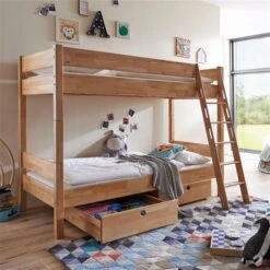 Relita STEFAN Etagenbett Buche Massiv Natur Zu 2 Einzelbetten Umbaubar - Frachtfrei -Roba || Pinolino || Träumeland Verkäufe stefan natur schubladen 1