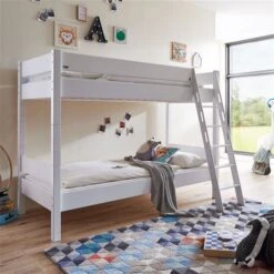 Relita STEFAN Etagenbett Buche Massiv Weiß Zu 2 Einzelbetten Umbaubar - Frachtfrei