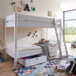 Relita STEFAN Etagenbett Buche Massiv Weiß Zu 2 Einzelbetten Umbaubar - Frachtfrei -Roba || Pinolino || Träumeland Verkäufe stefan weiss schubladen 1