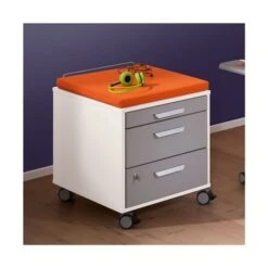Paidi Rollcontainer 3S Kreideweiß/Silber Für Tablo - 3 Schubkästen