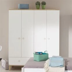 Paidi Ylvie Kleiderschrank 4 Türen 1 Schubkasten Schubkasten Kreideweiß - Aktionspreis