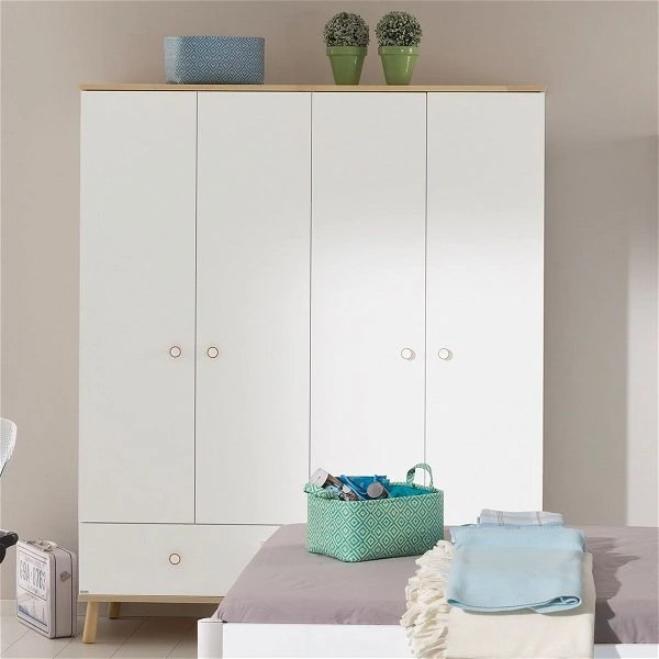 Paidi Ylvie Kleiderschrank 4 Türen 1 Schubkasten Schubkasten Kreideweiß - Aktionspreis 1 Paidi Ylvie Kleiderschrank 4 Türen 1 Schubkasten Schubkasten Kreideweiß - Aktionspreis